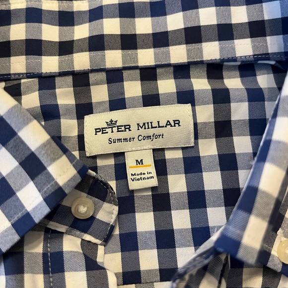 Peter Millar Summer Comfort Button Up. Blue and white medium - Picture 3 of 6